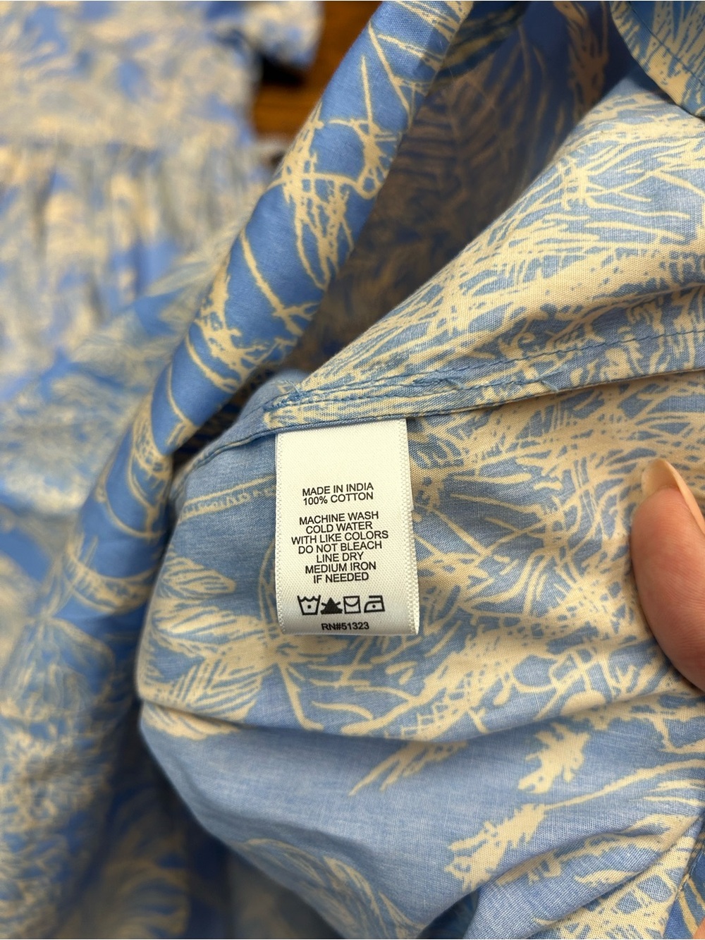 Cottagecore boho Light Blue and White Tropical tiered Shirtwaist Dress - Picture 6 of 8
